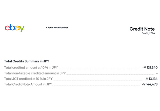 eBayのCreditNote