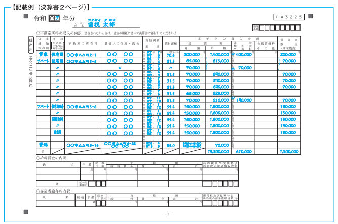 青色申告決算書（不動産所得用）02
